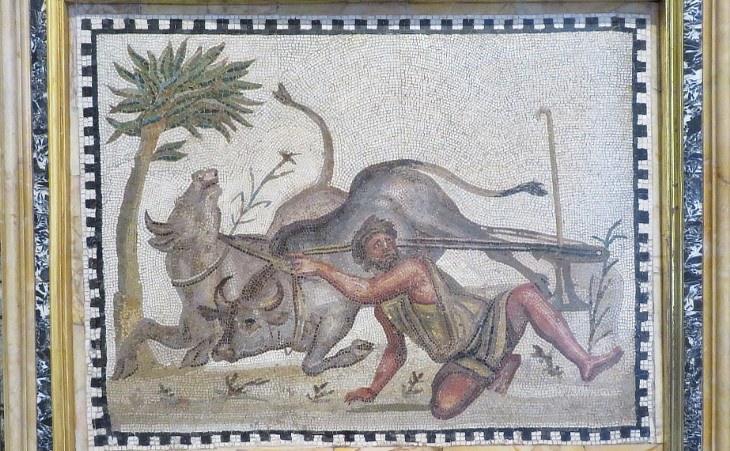 IIIrd century AD small Roman mosaic framed as a painting