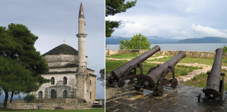 The Citadel: (left) the mosque; (right) some cannon