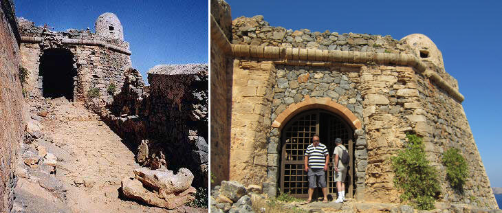 Entrance to the fortress in 2003 (left) and in 2012 (right)