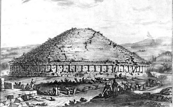 Royal Mausoleum in a 1765 ink drawing by Robert Bruce and Luigi Balugani