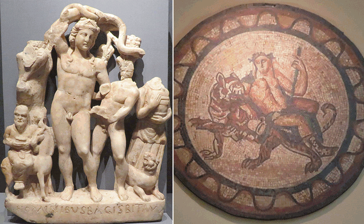 Statues of Bacchus/Dionysus and of one of the Dioscuri