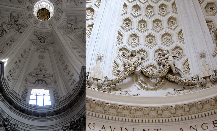 Interiors of S. Ivo della Sapienza (left) and S. Maria dell'Assunzione (right)