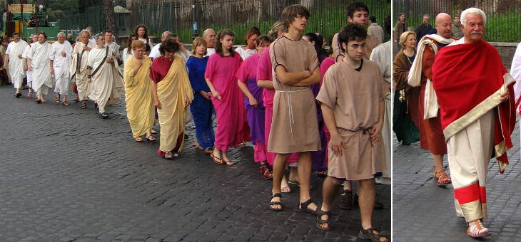 A procession of civilians