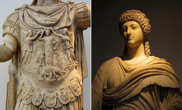 detail of the statue of an emperor