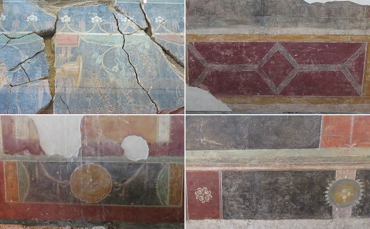 Vesunna Gallo-Roman Museum: frescoes in the peristyle of Roman house near Tour Vesone