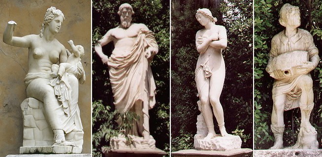 Ancient and modern statues in Boboli