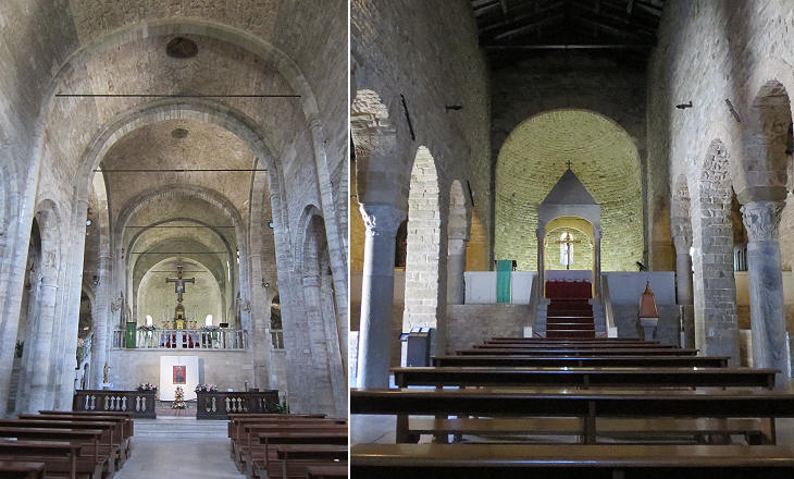 Interiors of the Cathedral (left) and of the Pieve (right)