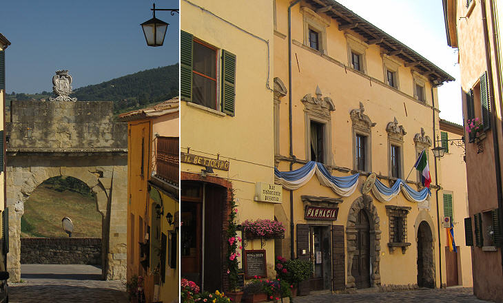 (left) Gate of the town; (right) Palazzo Della Rovere