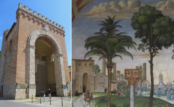 Porta Camollia and fresco at Libreria Piccolomini