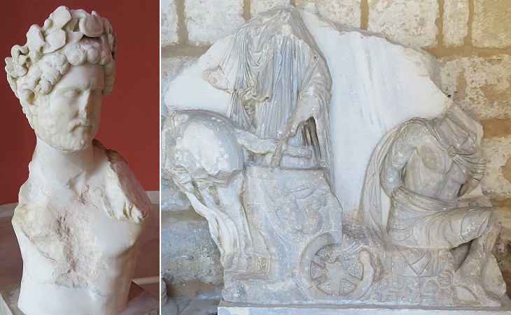 Statue of Hadrian and relief of a triumph