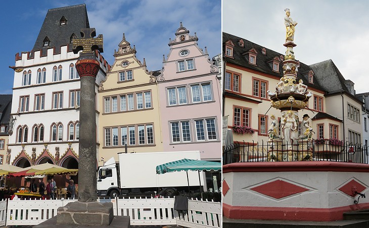 Hauptmarkt: (left) Cross; (right) fountain