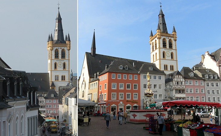 St. Gangolf from Porta Nigra and from Hauptmarkt