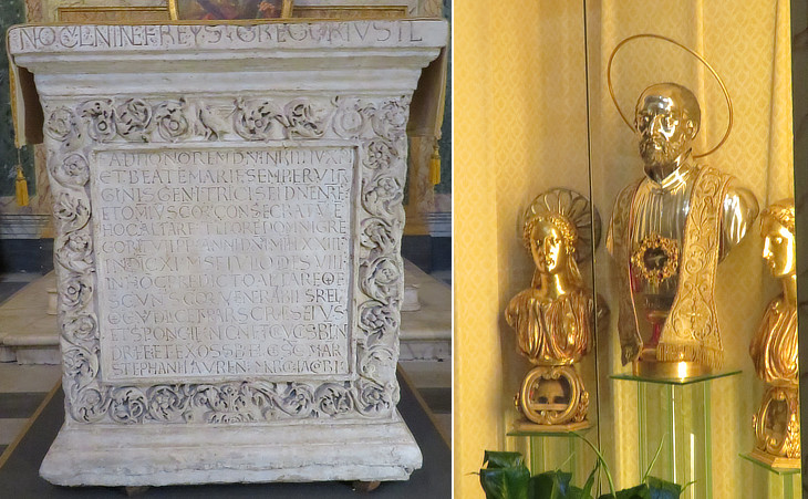 Roman altar and reliquaries