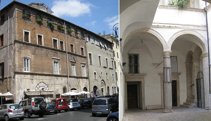 (left) Case dei Fabi; (right) courtyard of N. 13