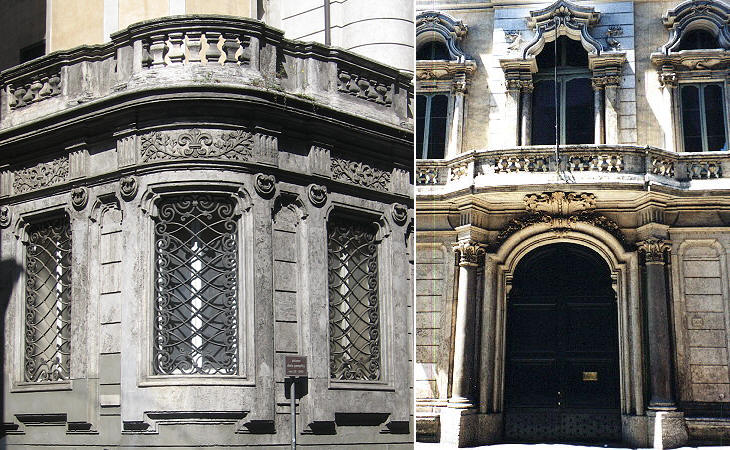 (left) Corner of the palace; (right) main entrance