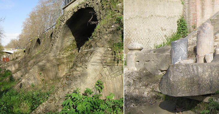 Ancient Roman warehouses along the river