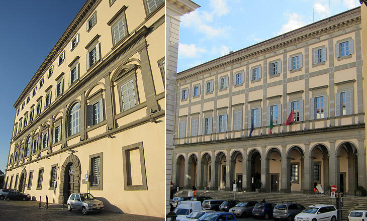 Palazzo Comunale: (left) western side; (right) eastern side